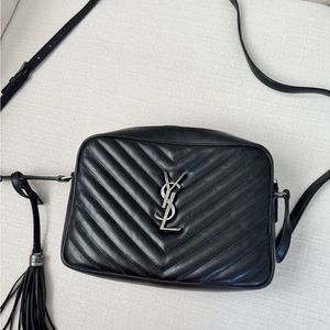 Saint Laurent Calfskin Matelasse Monogram Lou Camera Bag Black